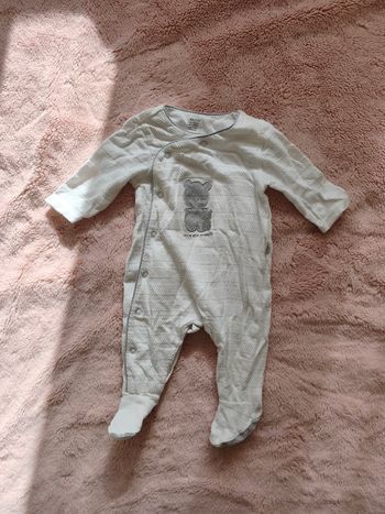 Grenouillère blanche tissus fin - taille 3 mois - obaïbi 