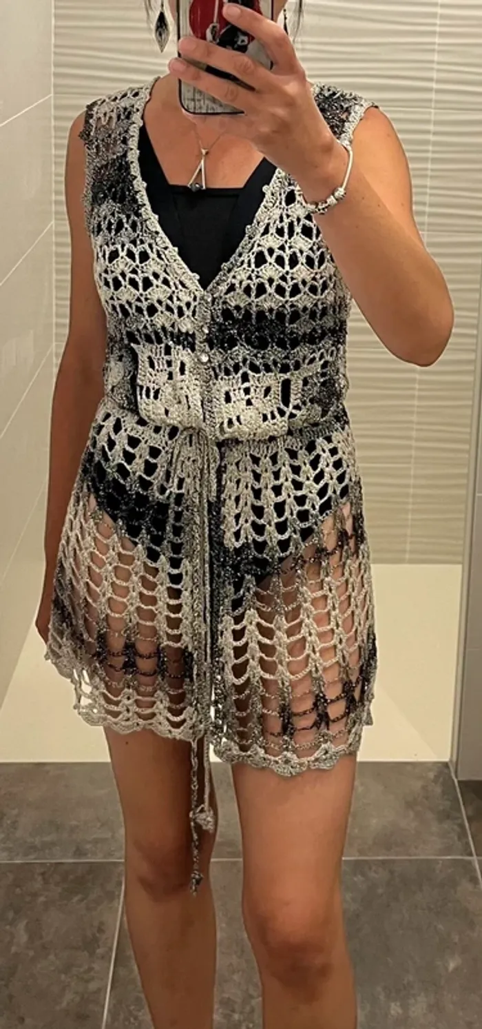 Gilet ajouré en crochet - taille XS