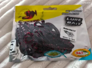 5 Leurres Esfishing Kicker Bug 3.5" - Coloris Red/Black