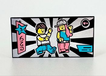 Lego City Accessoires, Thème Musique : Plaque 2x4 imprimée : 2 Danseurs sur le DanceFloor - NEUF
