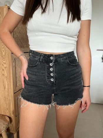 Short en jean gris taille haute