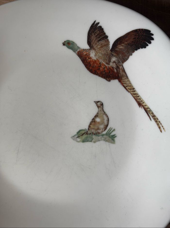Vintage lot de 4 assiettes porcelaine Raynaud Limoges vol d’oiseaux - photo numéro 8