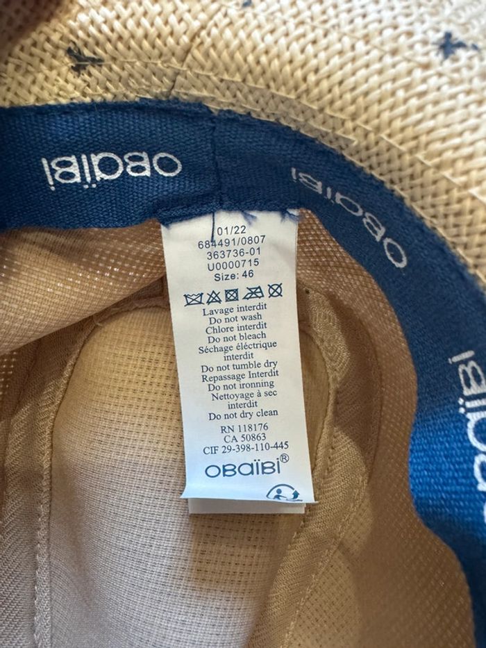 Chapeau t46 bébé beige bleu obaibi - photo numéro 3