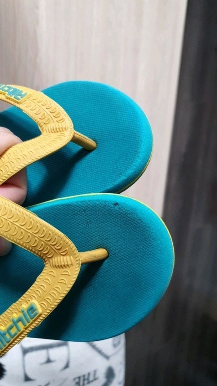 claquettes bleu turquoise et jaune Ritchie - photo numéro 3