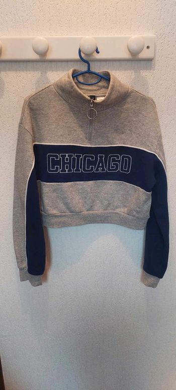 Joli sweat femme court H&M Divided XS gris clair très bon état