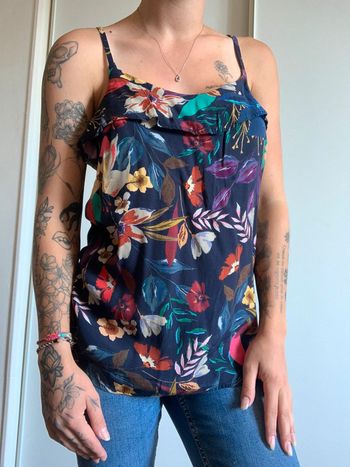 Blouse bleue fleuris etam taille 36 s