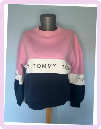 Pull large 3 bandes : rose, blanche et bleu – Tommy Hilfiger - Taille XS