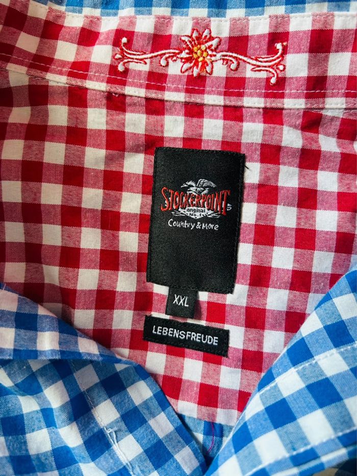 🦋Chemise autrichienne champêtre carreaux Austrian alpine cottagecore blue white checked shirt🦋 - photo numéro 12