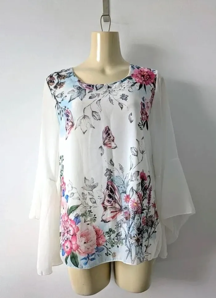 Blouse d'été fleurie manches à volants - Pala d'oro - taille S/M