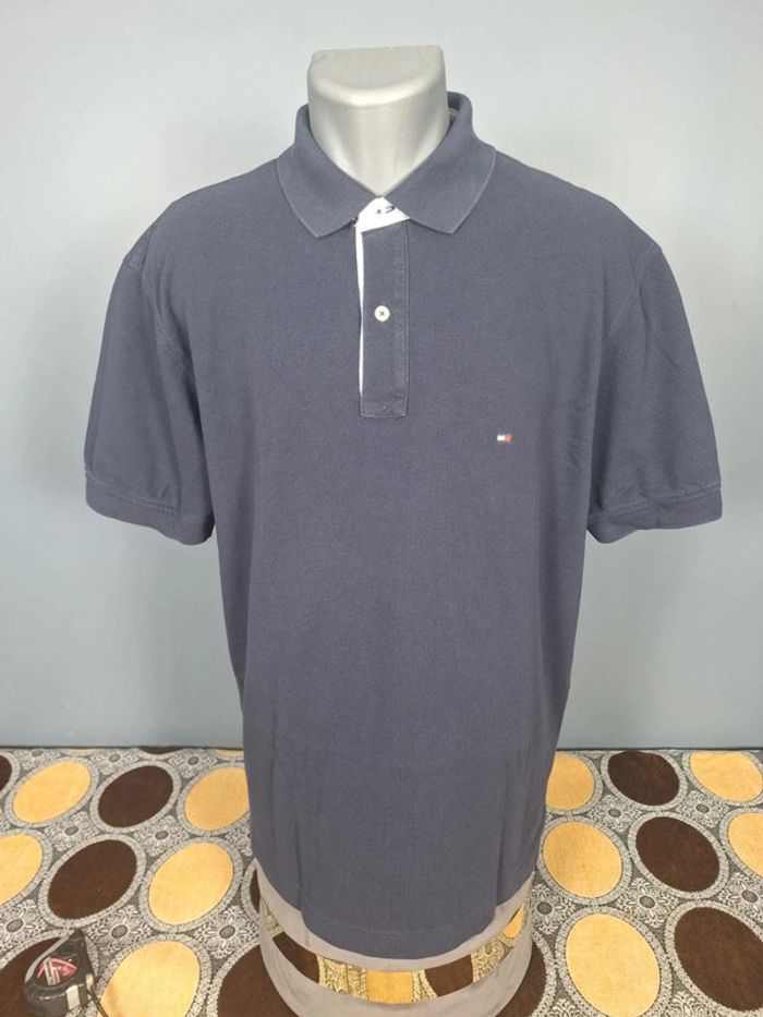 Polo tommy hilfiger bleu foncé - taille L - 100% coton - brodé (36) - photo numéro 3