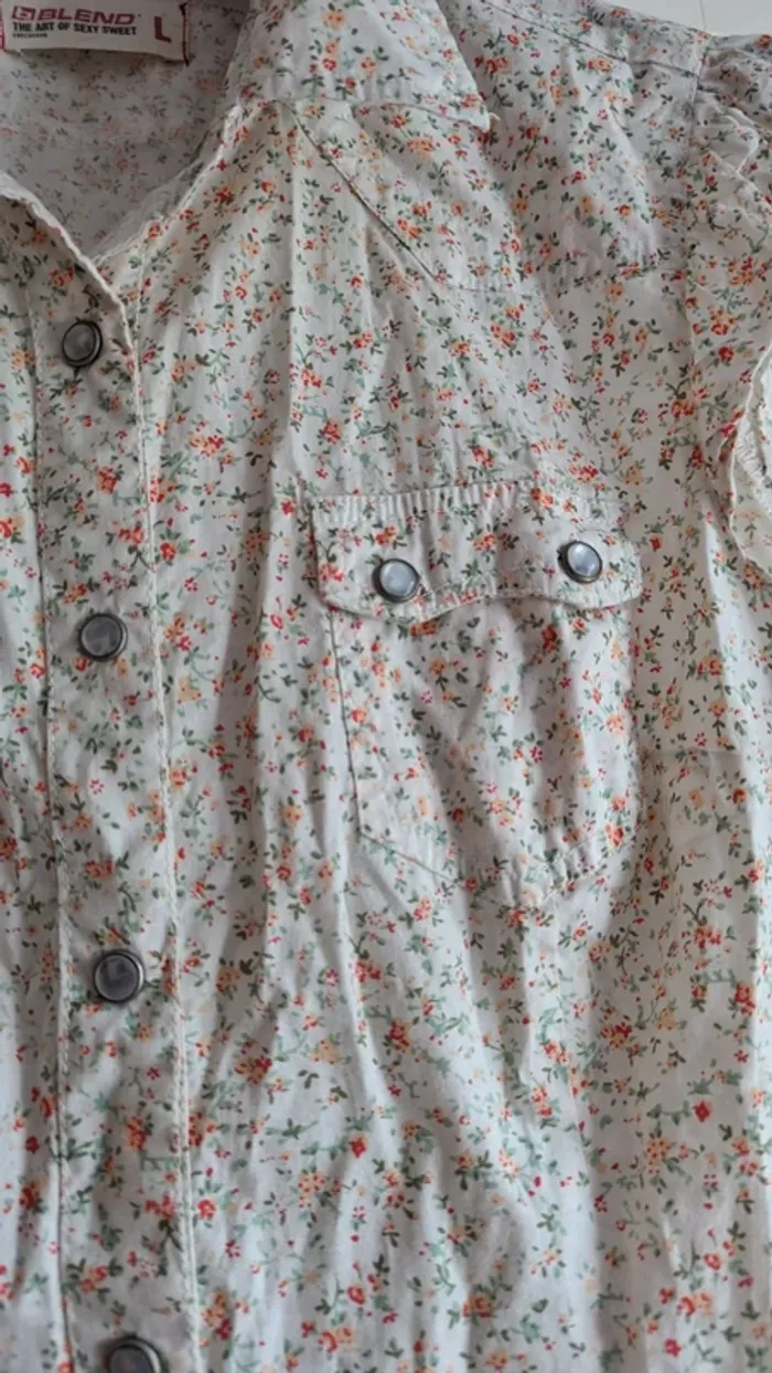 Chemise manche courte fleuri vintage - photo numéro 3