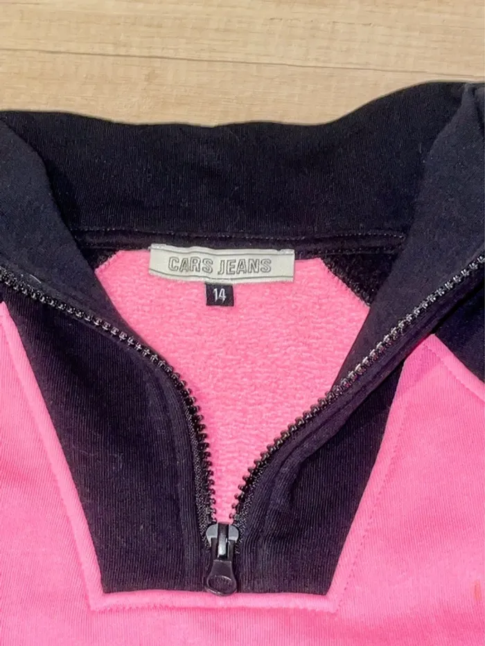Pull cars jeans rose noir et blanc taille 14 ans - photo numéro 2