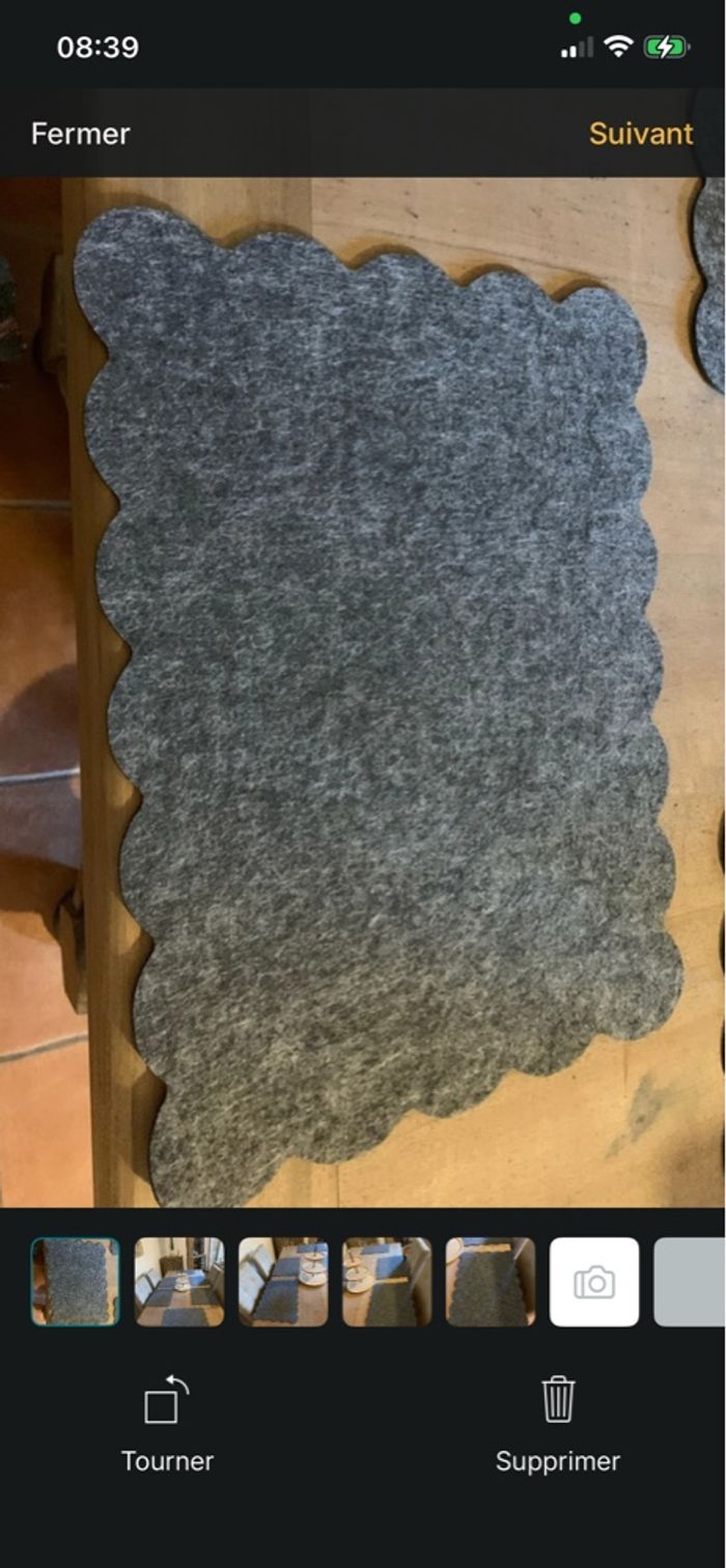 Lot de sets de table gris, 33 × 44 cm aspect feutrine