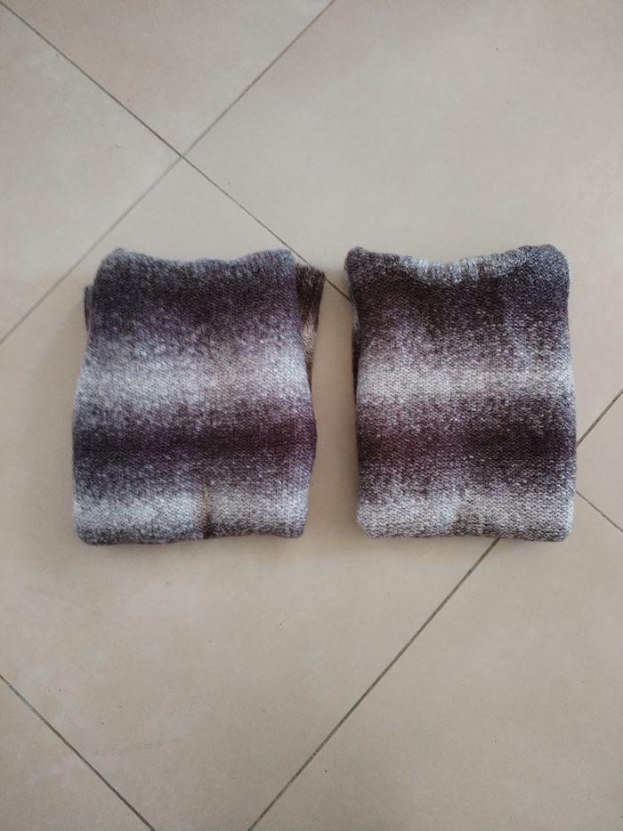 LOT 2 PULLS VIOLET/GRIS CHAUD A MANCHES LONGUES VINTAGE FEMME KIABI M NEUF - photo numéro 5