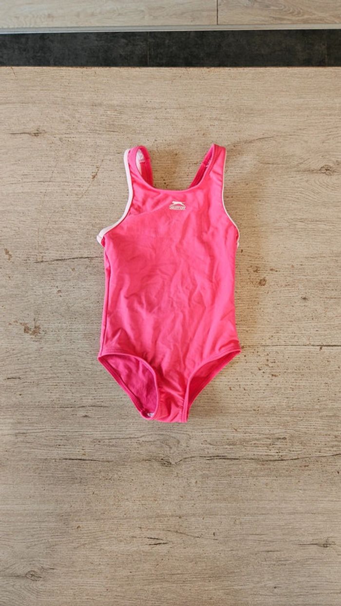 Maillot 1 piéce rose à bord rose clair, Slazenger, 3/4 ans, nickel - photo numéro 3