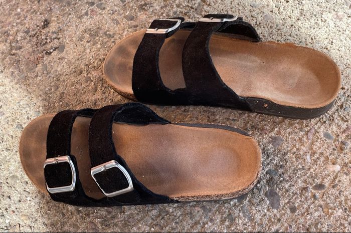 Claquette Mules Double Strap Matière Daim Femme Taille 38 - photo numéro 4