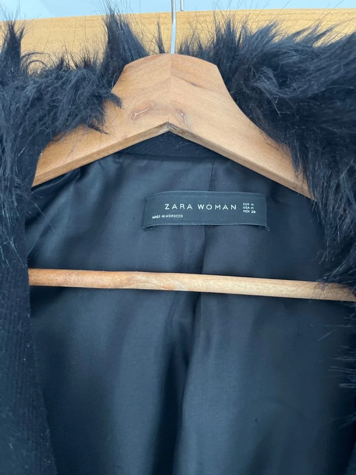 Manteau hiver fourrure noir Zara femme M - photo numéro 2