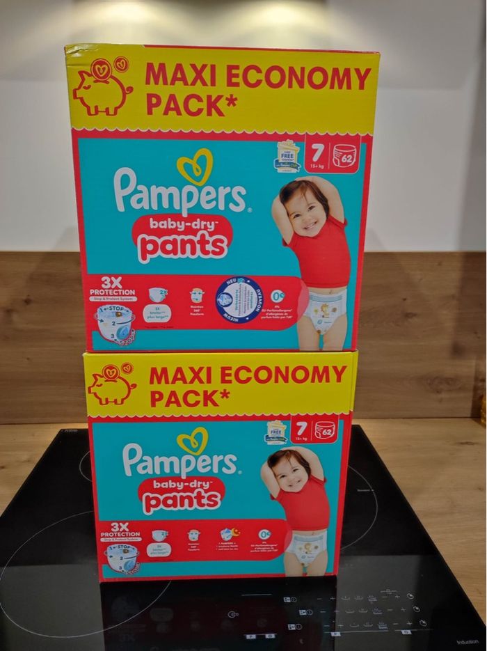 🔹 2 Packs Pampers Baby-Dry Pants Taille 7 – 124 pants – Neufs scellés