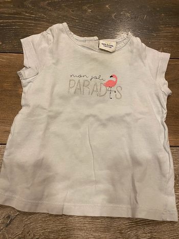 T-shirt tape à l’œil bleu turquoise 9 mois flamant rose