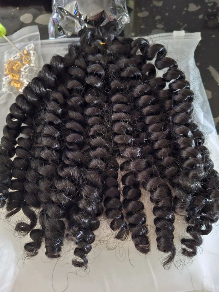 Extensions Cheveux synthétique au crochet bouclées noir - photo numéro 2