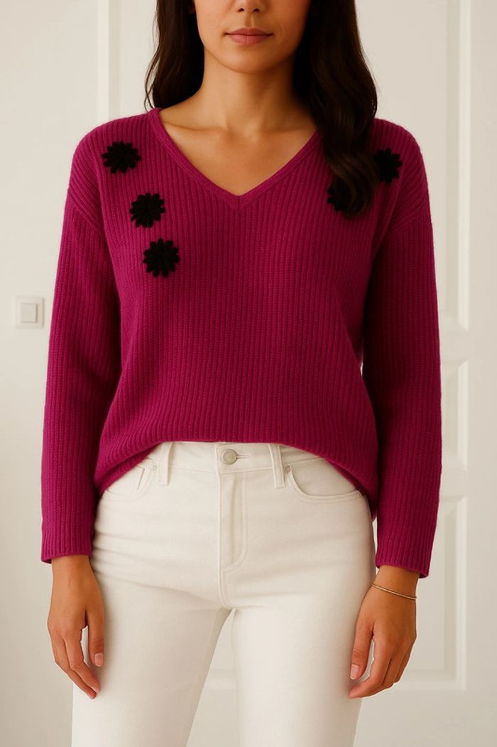 Pull en maille à fleurs Mango