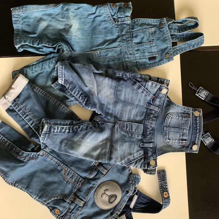 Lot de 3 salopettes jean 6 mois