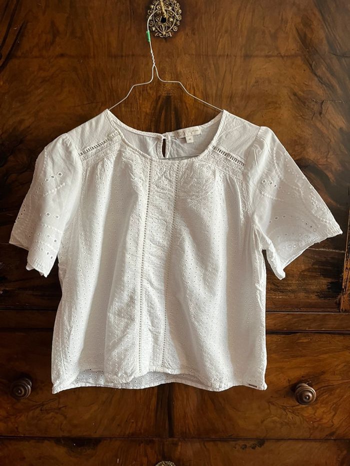 Blouse manches courtes broderie anglaise XS IKKS - photo numéro 1