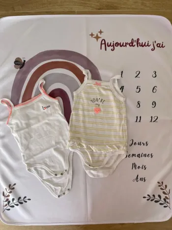 Lot de 2 bodys manches courtes – Bébé fille – Taille 18 mois (88 cm) 🌼
