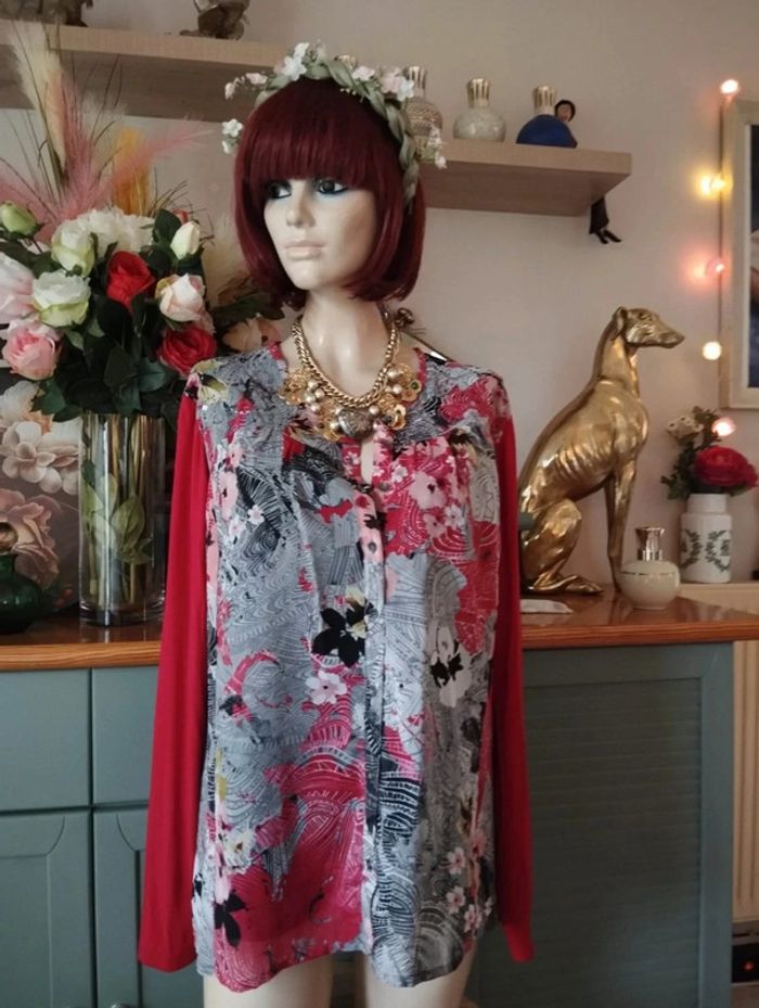 🌹 Blouse Fleurie Bi-Matière & Sequins Jac-Jac T42/44🌹 - photo numéro 19