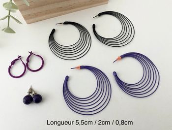 Lot 4 paires boucles d’oreilles 🖤 Noir et Violet 💜 parfait état
