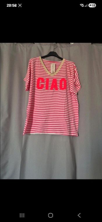 T-shirt rayé fushia 