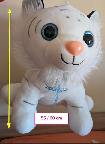 Grande peluche Tigre blanc 55 / 60 cm environ , peluche Nigloland