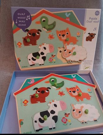 Super puzzle en bois sonore ouaf woof de Djeco