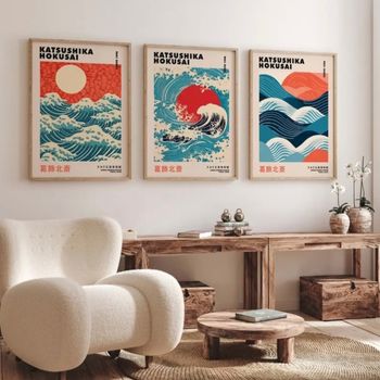 Lot 3 magnifiques Affiches Toiles Japonaises 30x40cms
