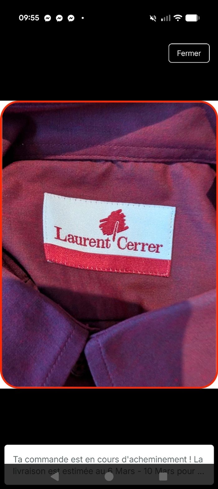 Chemise Laurent Cerrer - Bordeaux - T4 (XL) comme neuve - photo numéro 5