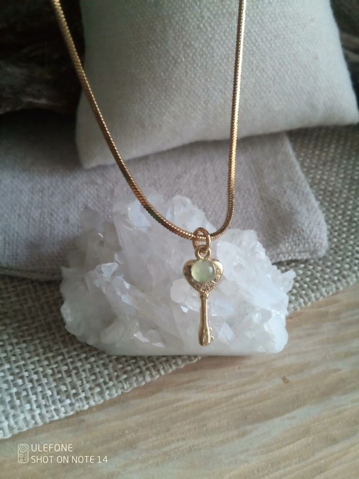 Collier pendentif clé pierre d'aventurine - photo numéro 2