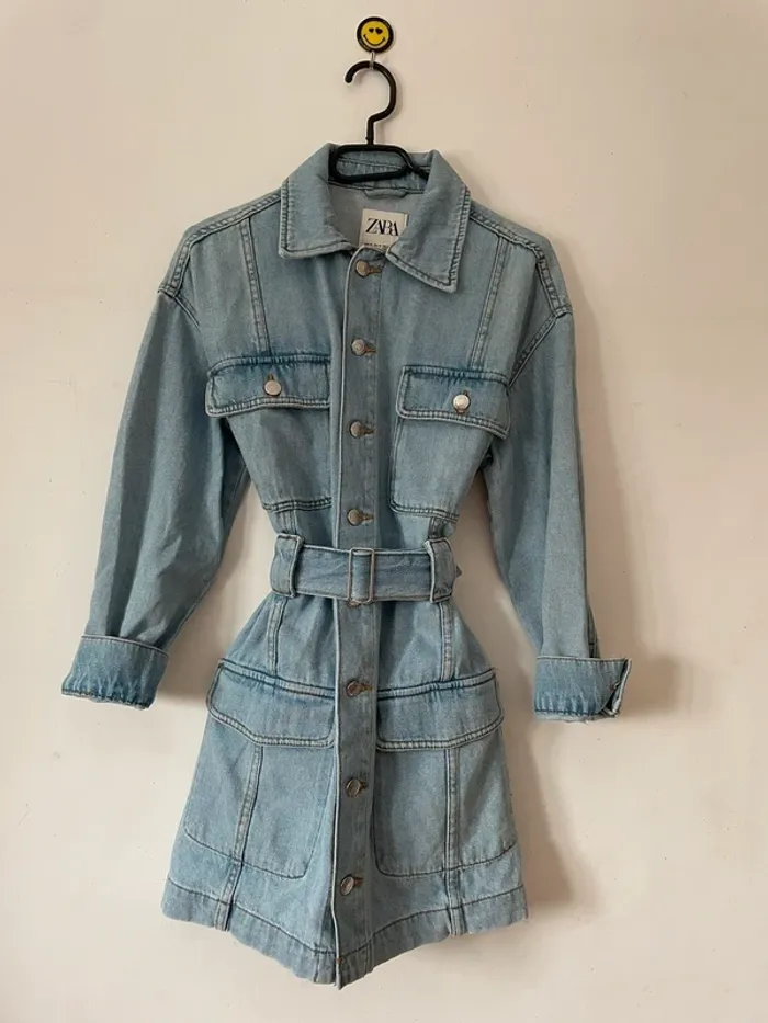 Robe en jean Denim Zara avec ceinture taille XS - photo numéro 9