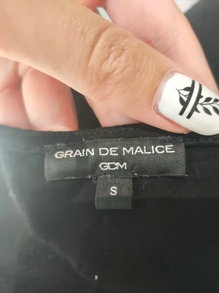 Blouse noire avec voile pailletté Grain de malice - photo numéro 3