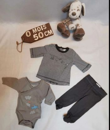 Ensemble  garçon 👣 bodie,  tee-shirt, pantalon  Kitchoun,  0mois/50cm