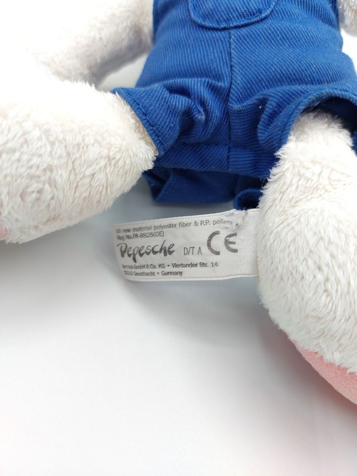 Peluche ancien doudou souris DIDDL DEPESCHE salopette bleu vert Super soft 25 cm - photo numéro 6