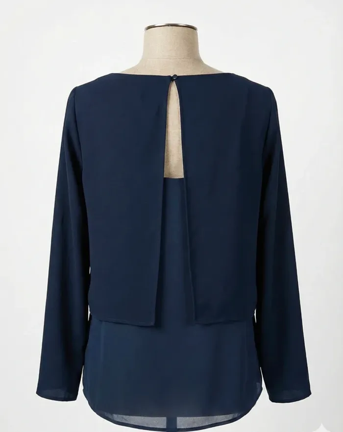 Blouse / Top Chic Bleu Marine Effet Superposé Karl Marc John - Taille XS - photo numéro 2
