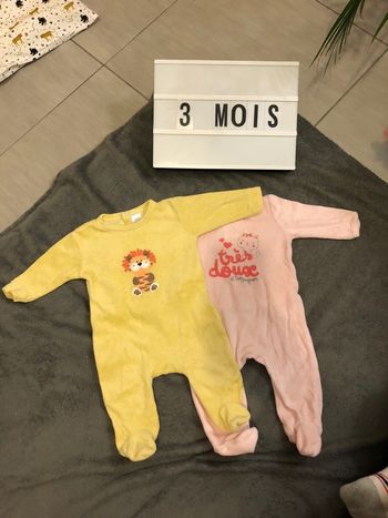 Lot 2 pyjamas velours 3 mois