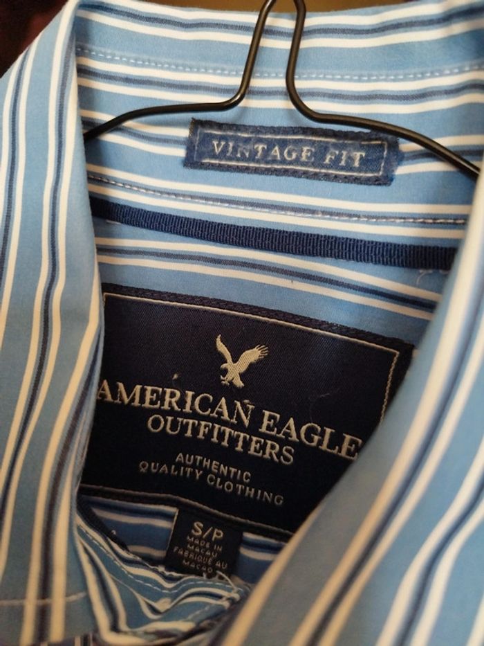 Chemise bleu rayures American Eagle S/36 vintage - photo numéro 4