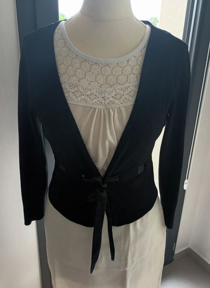 Cardigan court avec lien en satin - photo numéro 5
