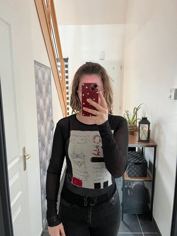 Blouse transparente manches longues noire Étam M🖤