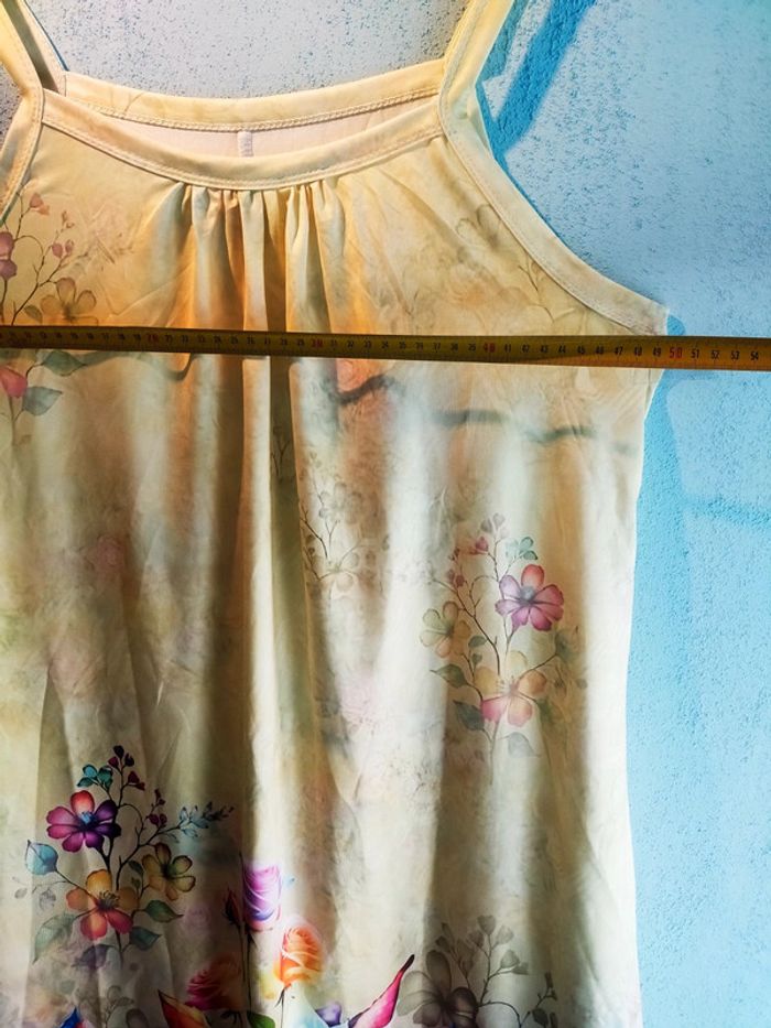 🌼 Robe d'Été à Bretelles - Jaune Clair à Fleurs - Taille XL 🌼 - photo numéro 7