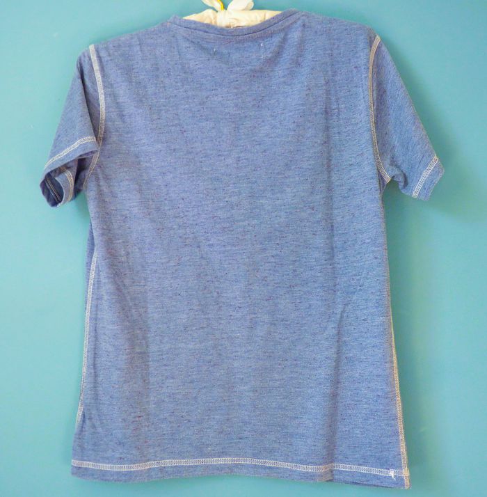 T-shirt Garçon Kaporal jean 12 ans bleu chiné manches courtes TBE - photo numéro 3