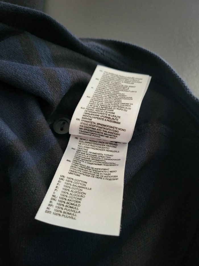Polo Adidas à rayures noires et bleues marines 100% coton - L - photo numéro 7