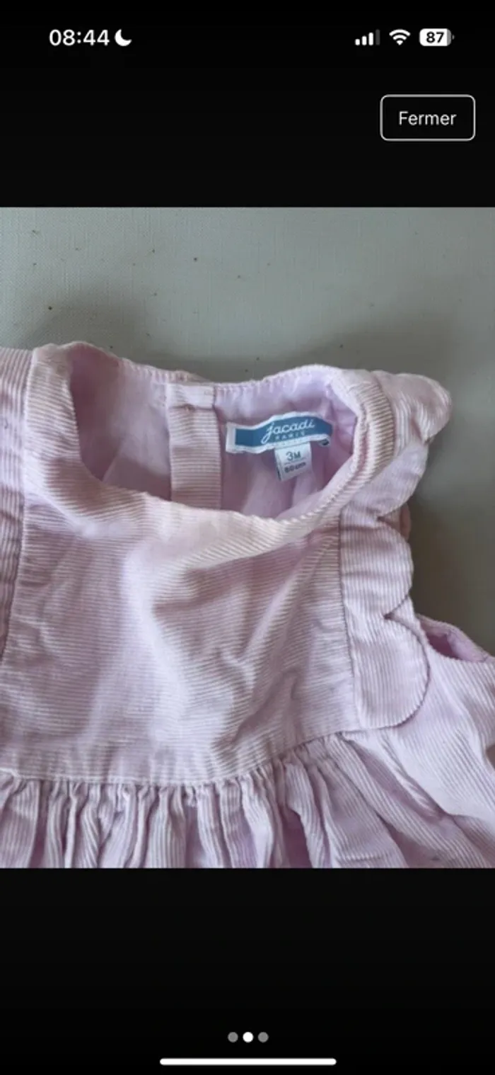 Robe Rose Jacadi velours 3 mois - photo numéro 2