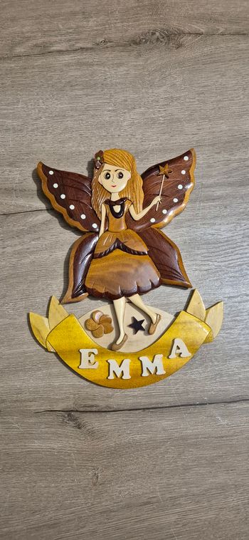 Décoration fée en bois à accrocher Emma